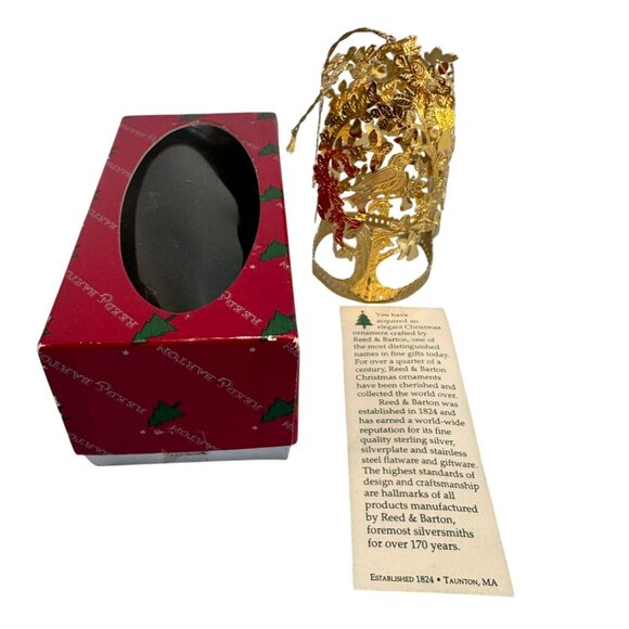 Reed & Barton Christmas Ornaments Gold Plated Filigree Collectibles Set Of 4 - Picture 2 of 8